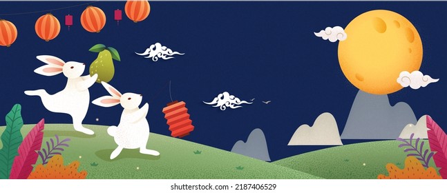 you can use Happy mid autumn festival illustration banner to design banners, posters, backgrounds, ...etc.