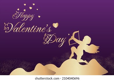 You can use Happy valentine s day with golden cupido silhouette to design background, poster, banner,... etc.