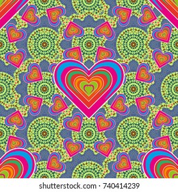 You can use it for invitations, decoration, greeting, postcards, cards, wallpapers and so on. Beautiful vector seamless flower pattern in stained-glass window style (magenta, blue and green colors).