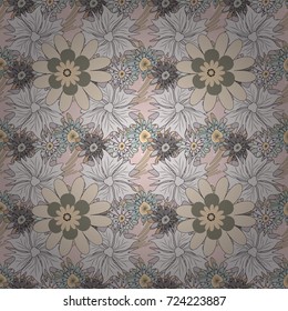 You can use it for invitations, notebook covers, phone cases, postcards, cards, wallpapers and so on. Beautiful vector seamless flower pattern in stained-glass window style (gray and beige colors).