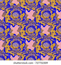 You can use it for invitations, notebook covers, phone cases, postcards, cards, wallpapers and so on. Beautiful vector seamless flower pattern in stained-glass window style (blue, yellow and pink).