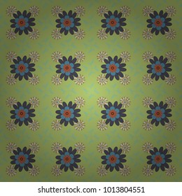 You can use it for invitations, postcards, cards, wallpapers and so on. Beautiful vector seamless flower pattern in stained-glass window style (blue, green and gray colors).