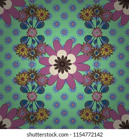 You can use it for invitations, postcards, cards, wallpapers and so on. Beautiful vector seamless flower pattern in stained-glass window style (pink, green and blue colors).