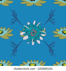 You can use it for invitations, postcards, cards, wallpapers and so on. Beautiful vector seamless flower pattern in stained-glass window style (yellow, gray and blue colors).