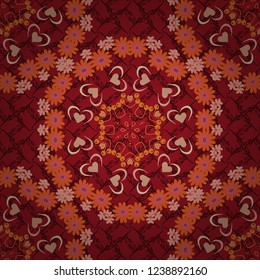 You can use it for invitations, postcards, cards, wallpapers and so on. Beautiful vector seamless flower pattern in stained-glass window style (pink, red and magenta colors).