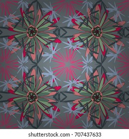 You can use it for invitations, postcards, cards, wallpapers and so on. Beautiful vector seamless flower pattern in stained-glass window style (green, purple and brown colors).