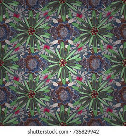 You can use it for invitations, postcards, cards, wallpapers and so on. Beautiful vector seamless flower pattern in stained-glass window style (gray, green and neutral colors).