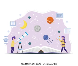 you can use Kid using telescope for astronomical research to design banners, posters, backgrounds, ...etc.