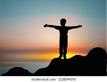 you can use Little boy silhouette stretching arms vector to design banner, poster, the background,..etc.