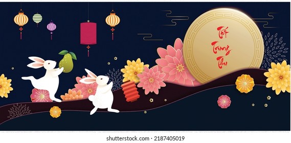 you can use Mid autumn festival greeting card with cute rabbit and moon cake on blue background to design banners, posters, backgrounds, ...etc.