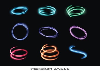 You can use Neon Blurry Motion Circles Set to design poster, banner, background, effect,..etc.
