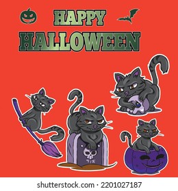 you can use Set of cute sticker cats with different pose to design banners, posters, backgrounds, print POD...etc.