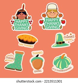you can use Set of cute colorful stickers for Thanksgiving day to design banners, posters, backgrounds, print POD...etc.