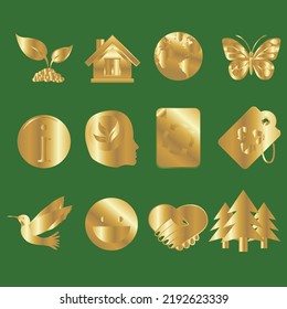 puede usar Juego de iconos de color verde dorado para diseñar banners, carteles, fondos, ...etc.