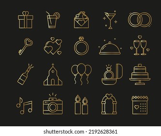 you can use Set of gold line wedding icons to design banners, posters, backgrounds, ...etc.