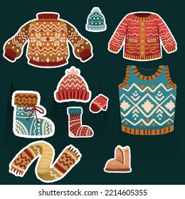 you can use Set of stylish winter clothes to design banners, posters, backgrounds, print POD...etc.