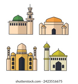 Se pueden utilizar varias ilustraciones de edificios de mezquitas con una apariencia muy agradable para completar el diseño