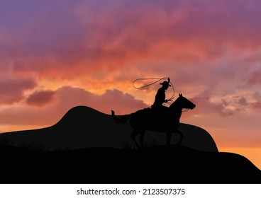 You can use Silhouette Of Cowboy With Lasso On Rearing Horse to design banner, background, poster,...etc.