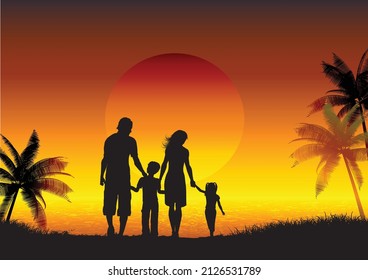 You can use Silhouette family standing at sunset to design banner, background, poster,...etc.