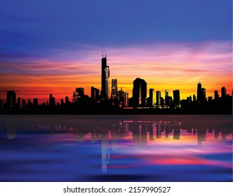 you can use Silhouette of Modern City at Sunset to design banners, posters, backgrounds,..etc.