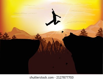 you can use Silhouette of young person jumping over the mountains at sunset to design banner, poster, the background,..etc.