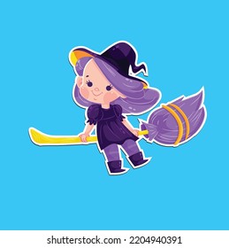 you can use Sticker baby witch girl spooky flying broom to design banners, posters, backgrounds, print POD...etc.