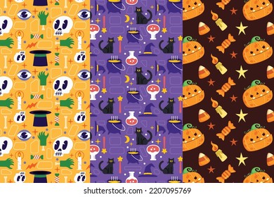 you can use Three Halloween Seamless Patterns to design banners, posters, backgrounds, print POD...etc.