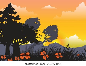 You can use Tree silhouette background vector to design banner, background, poster,...etc.