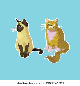 you can use Two Cats Stickers isolated on blue background to design banners, posters, backgrounds, print POD...etc.