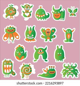 you can use Vector cartoon sticker set with cute monsters to design banners, posters, backgrounds, print POD...etc.