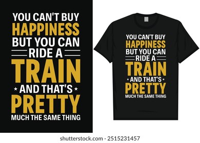 No se puede comprar la felicidad, pero se puede montar en un tren tren de viaje trenes de ferrocarril trenes vintage tipografía gráficos diseño de camiseta