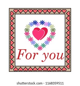 For you card. Fashion graphic background design. Modern stylish abstract texture. Colorful template for prints, card for valentines day, poster, banner, etc. Vector illustration.
