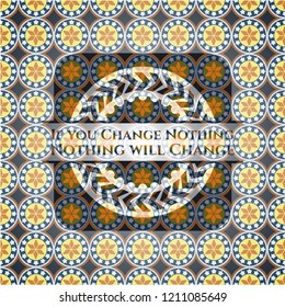 If you Change Nothing Nothing will Change arabesque emblem background. arabic decoration.