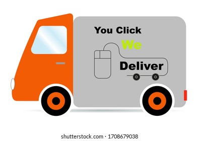 You Click we deliver Home delivery concept vector illustration of Internet shopping