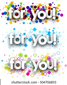 For you colour banners set. Vector paper illustration.