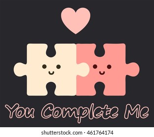 You complete me. Cartoon vector illustraion