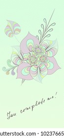 You complete me. Modern brush calligraphy for postcard, banner, congratulation, invitation