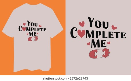 You Complete Me Puzzle Piece T-Shirt Design