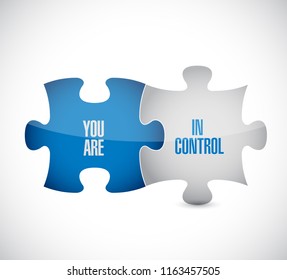 you are in control puzzle pieces message concept, isolated over a white background