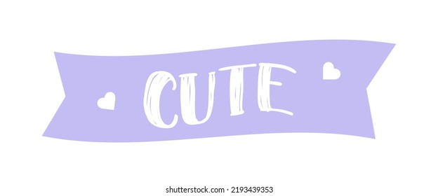 You are cute pink ribbon sticker design inspirational phrase. Vector illustration. Hand drawn element for your design.