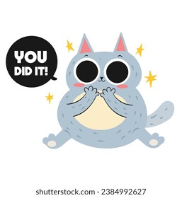 you did it gray cat appreciation sticker vector printable