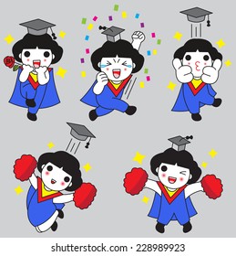 You Did It! Congratulations Graduate character illustration set