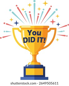 You Did It Trophy Cup Vector for Motivation and Rewards
