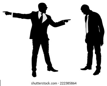 You are fired! Angry businessman shouting at his employee 