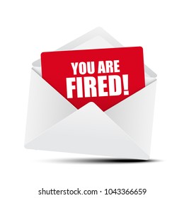 You Are Fired Card in Envelope, Vector Illustration