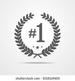 You are the first, laurel wreath icon in flat design. Vector illustration. Number one, conceptual sign.