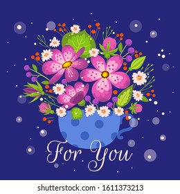 for you floral, natural postcard, greeting card template. 