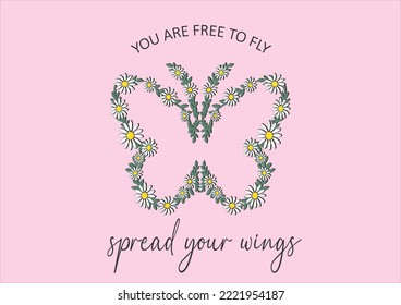 you are free to fly vector hand drawn design