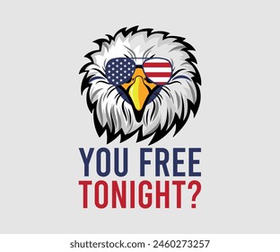 You Free Tonight, The 4th of July National Holiday, Vector Illustration