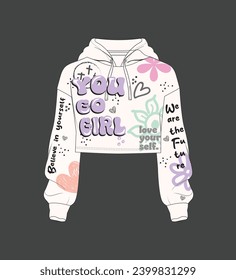 You go girl graffiti fashion trend slogan vector illustration for textile and other uses